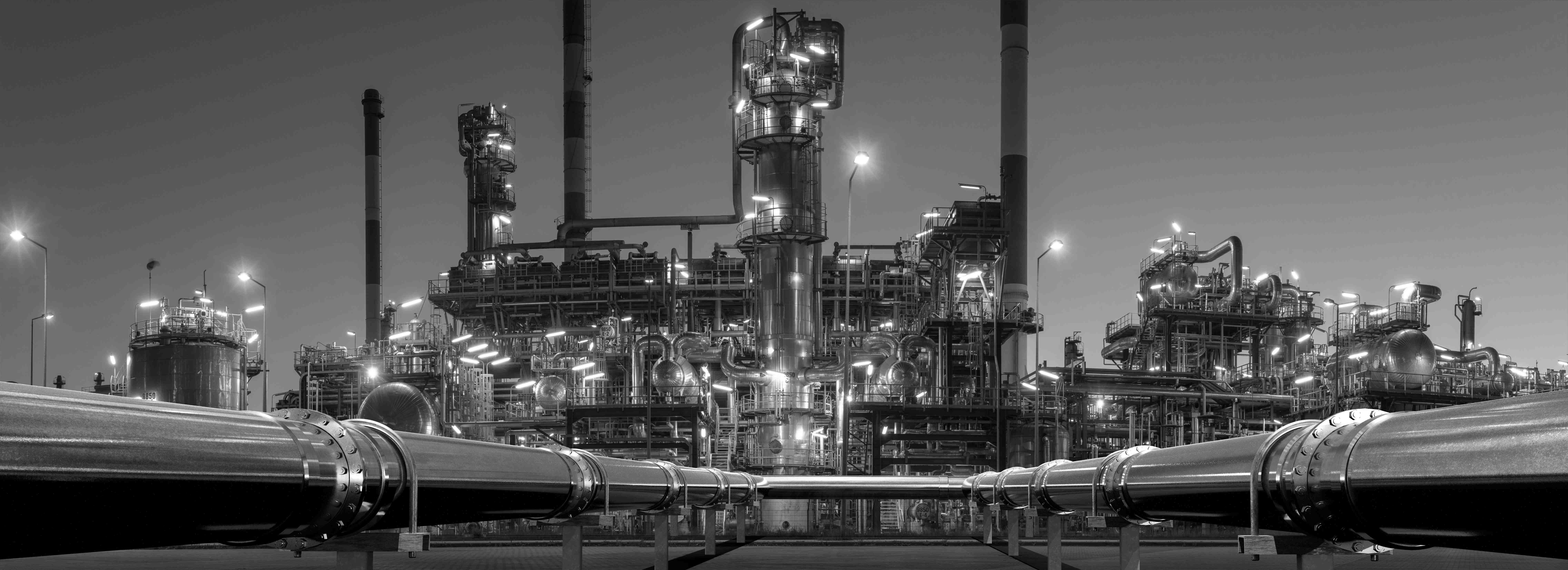 Petro-Canada oil refinery with industrial pipelines and processing towers