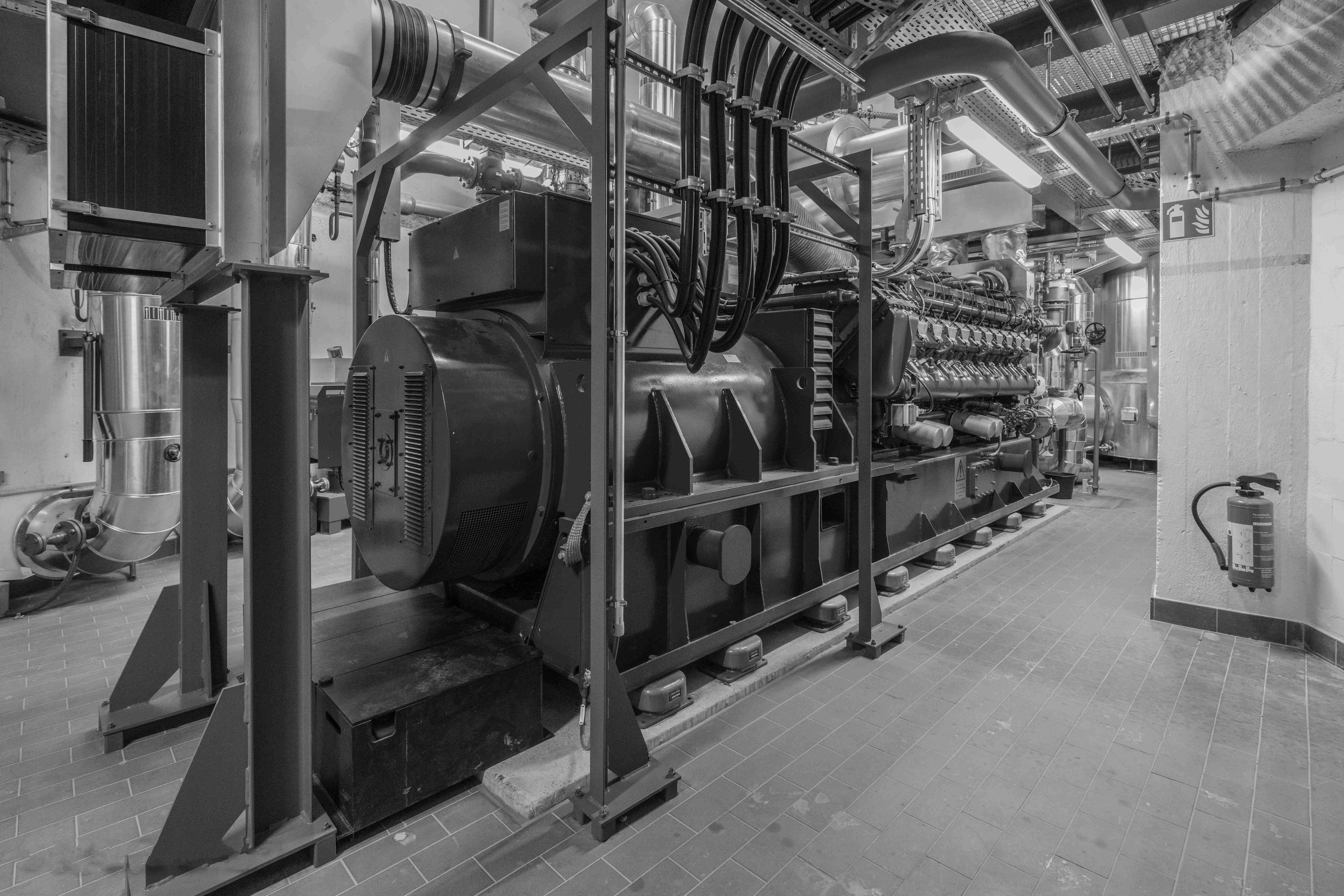 Stationary natural gas engine in industrial facility