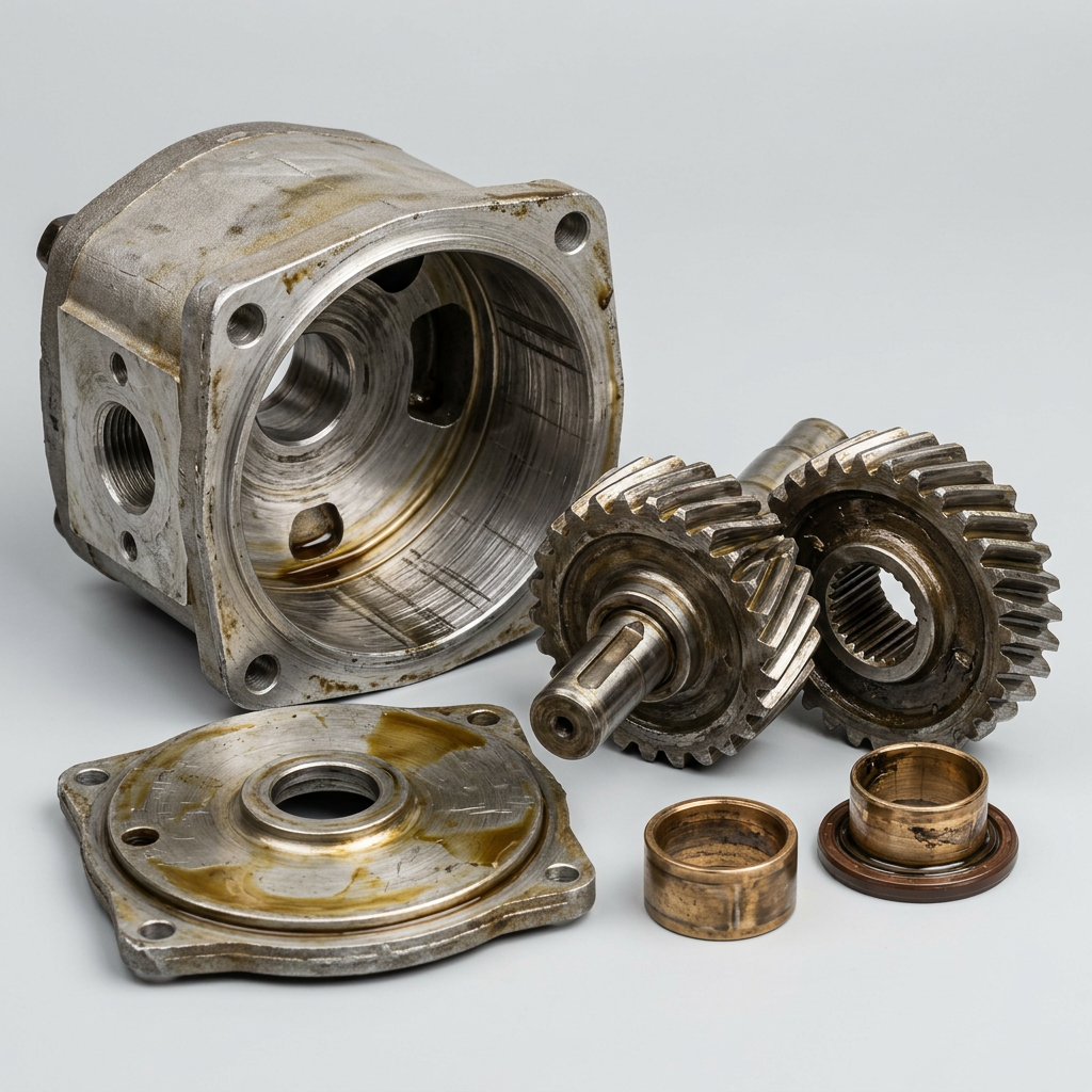 Worn hydraulic gear pump