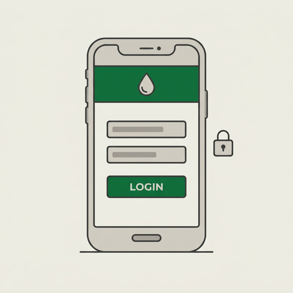 Phone showing the WebCheck app login screen