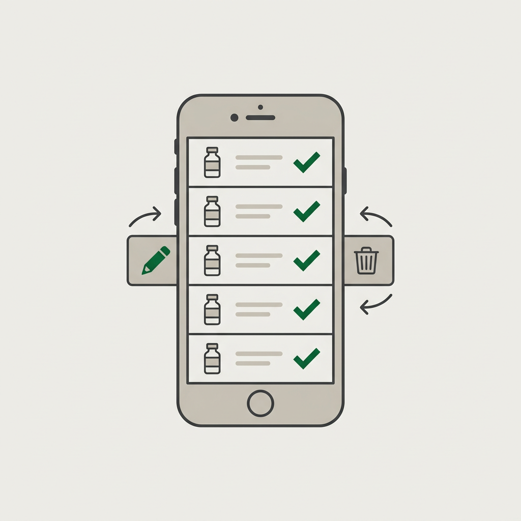 List of submitted samples with swipe-to-edit and swipe-to-delete actions